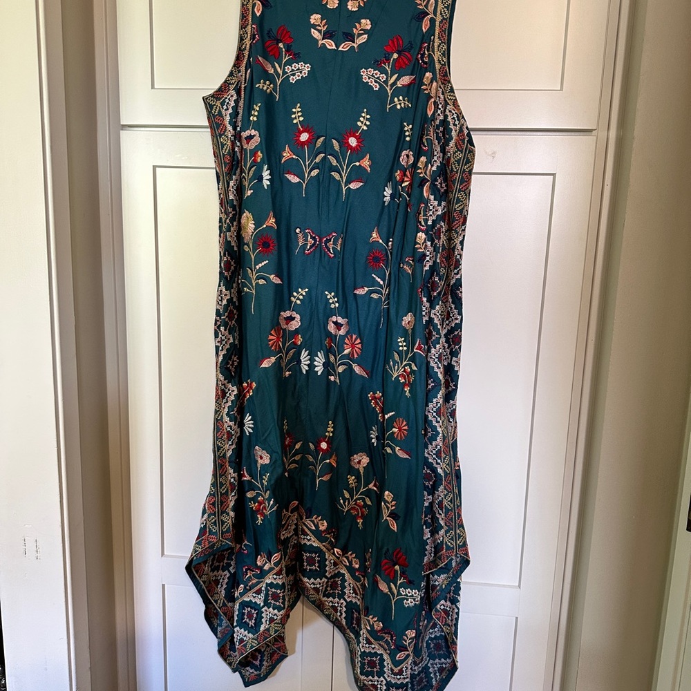 Tolani!! Floral Teal embroidered Sleeveless Dress from Sundance - Picture 2 of 3